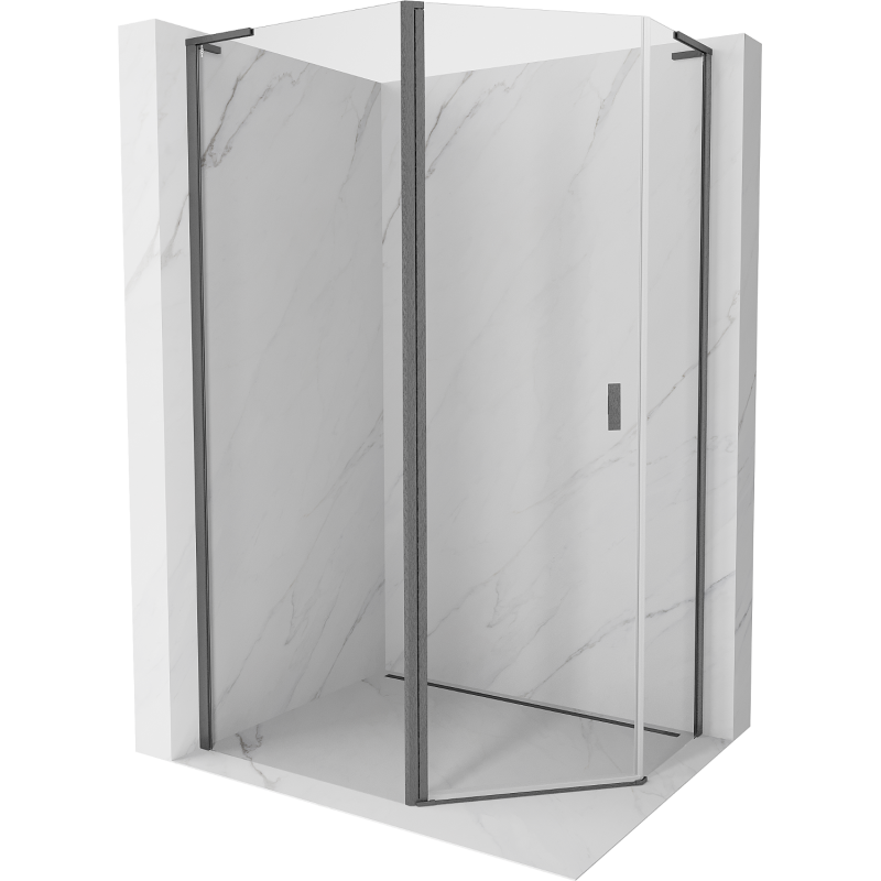 Mexen Mist L cabine de douche pentagonale asymétrique pivotante 90x80 cm transparent gris canon brossé - 8A8L-090-080-66-00