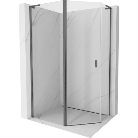 Mexen Mist L cabine de douche pentagonale asymétrique pivotante 90x80 cm transparent gris canon brossé - 8A8L-090-080-66-00