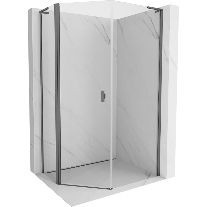 Mexen Mist L cabine de douche pentagonale asymétrique pivotante 80x90 cm transparent gris canon brossé - 8A8L-080-090-66-00