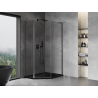 Mexen Mist L cabine de douche pentagonale asymétrique pivotante 80x90 cm transparent gris canon brossé - 8A8L-080-090-66-00