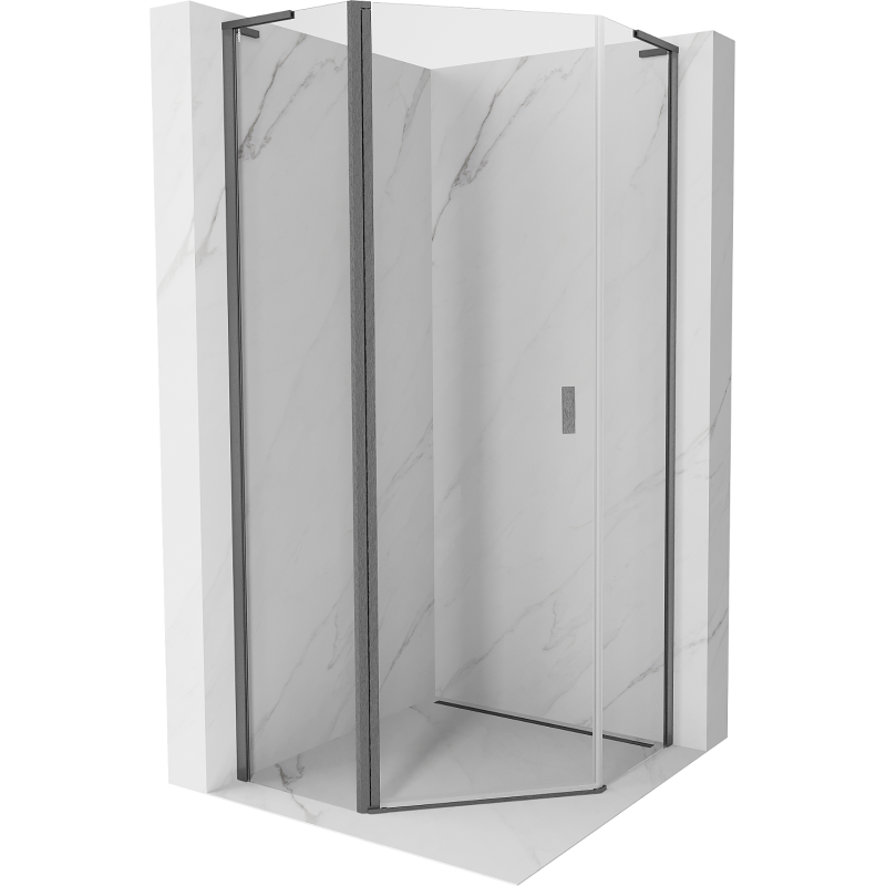 Mexen Mist L cabine de douche pentagonale pivotante 90 x 90 cm, transparent, gris canon brossé - 8A8L-090-090-66-00