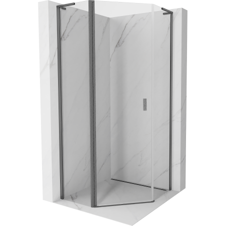 Mexen Mist L cabine de douche pentagonale pivotante 90 x 90 cm, transparent, gris canon brossé - 8A8L-090-090-66-00