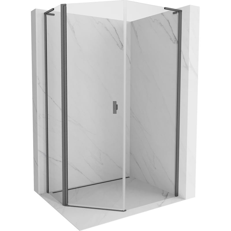 Mexen Mist L cabine de douche pentagonale asymétrique pivotante 90x100 cm transparent gun gray brossé - 8A8L-090-100-66-00