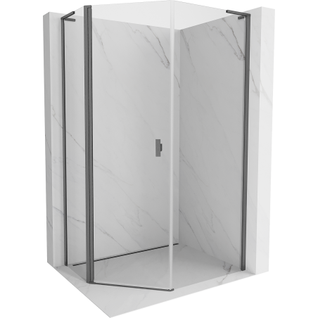 Mexen Mist L cabine de douche pentagonale asymétrique pivotante 90x100 cm transparent gun gray brossé - 8A8L-090-100-66-00