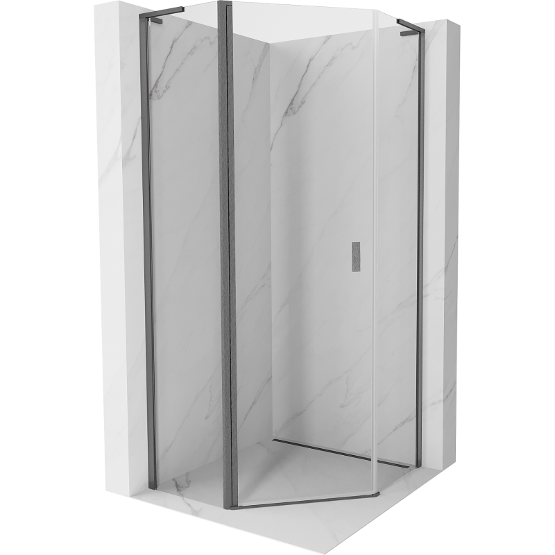Mexen Mist L cabine de douche pentagonale pivotante 100 x 100 cm, transparent, gris canon brossé - 8A8L-100-100-66-00