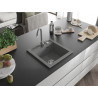 Mexen Vito évier en granit 1 bac avec robinet de cuisine Telma, gris - 6503-71-670200-71