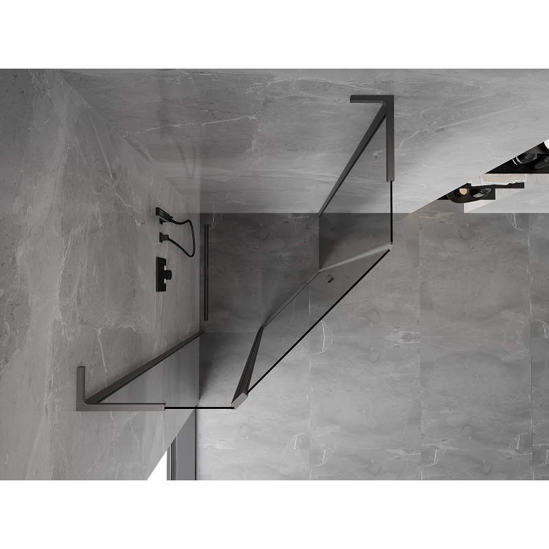 Mexen Mist L cabine de douche pentagonale pivotante 90 x 90 cm, transparent, métal canon - 8A8L-090-090-95-00