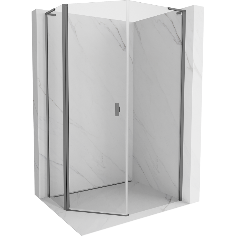 Mexen Mist L cabine de douche pentagonale asymétrique pivotante 90 x 100 cm, transparent, métal canon - 8A8L-090-100-95-00
