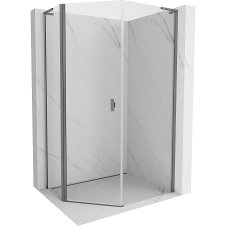 Mexen Mist L cabine de douche pentagonale asymétrique pivotante 90 x 100 cm, transparent, métal canon - 8A8L-090-100-95-00
