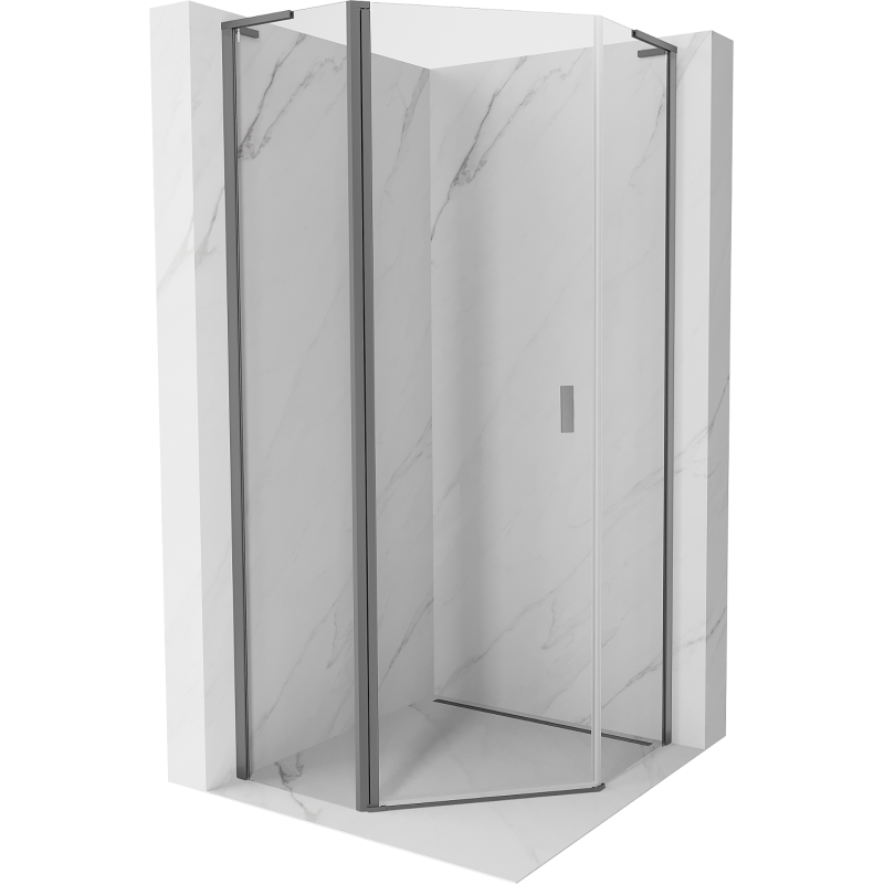 Mexen Mist L cabine de douche pentagonale pivotante 100 x 100 cm, transparent, métal canon - 8A8L-100-100-95-00