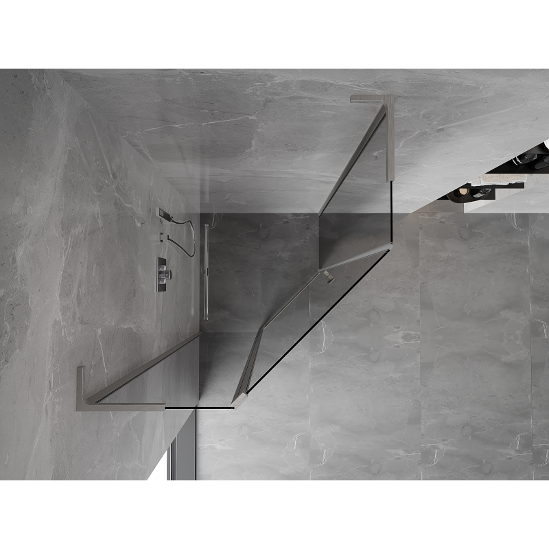 Mexen Mist L cabine de douche pentagonale pivotante 80 x 80 cm, transparent, nickel brossé - 8A8L-080-080-97-00