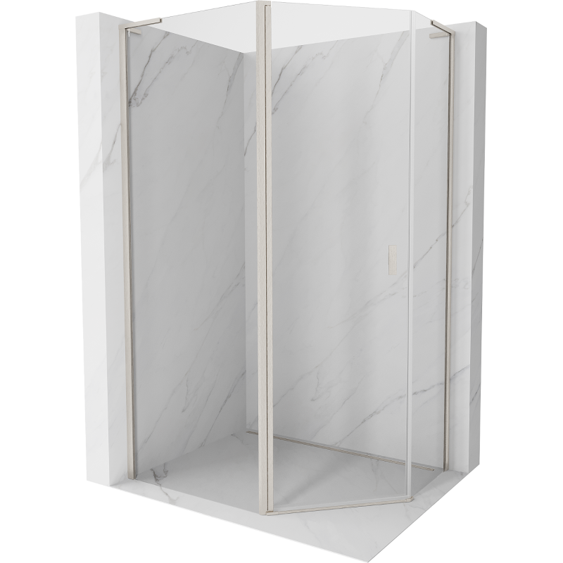 Mexen Mist L cabine de douche pentagonale asymétrique pivotante 90 x 80 cm transparent nickel brossé - 8A8L-090-080-97-00