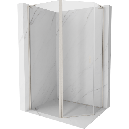 Mexen Mist L cabine de douche pentagonale asymétrique pivotante 90 x 80 cm transparent nickel brossé - 8A8L-090-080-97-00