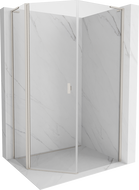 Mexen Mist L cabine de douche pentagonale asymétrique pivotante 80 x 90 cm transparent nickel brossé - 8A8L-080-090-97-00