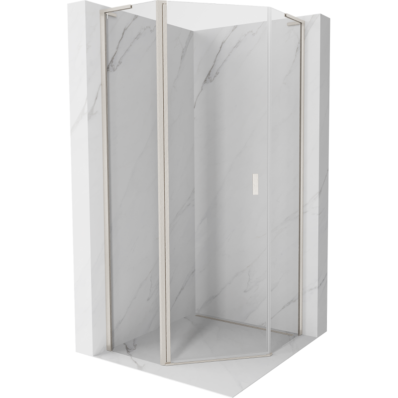 Mexen Mist L cabine de douche pentagonale pivotante 90 x 90 cm, transparente, nickel brossé - 8A8L-090-090-97-00