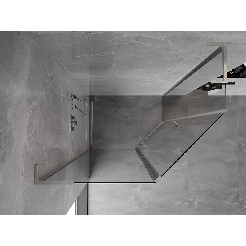 Mexen Mist L cabine de douche pentagonale asymétrique battante 100 x 90 cm transparent nickel brossé - 8A8L-100-090-97-00