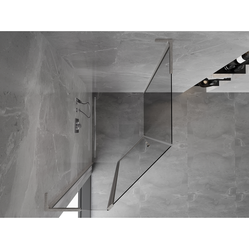 Mexen Mist L cabine de douche pentagonale asymétrique battante 80 x 100 cm transparent nickel brossé - 8A8L-080-100-97-00