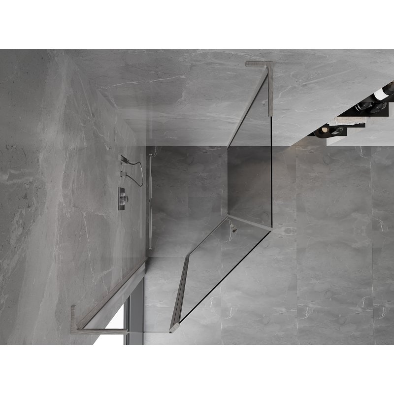 Mexen Mist L cabine de douche pentagonale asymétrique pivotante 90 x 100 cm transparent nickel brossé - 8A8L-090-100-97-00