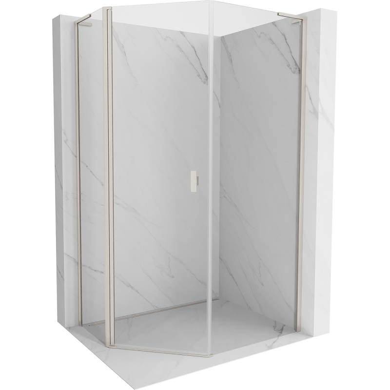 Mexen Mist L cabine de douche pentagonale asymétrique pivotante 90 x 100 cm transparent nickel brossé - 8A8L-090-100-97-00