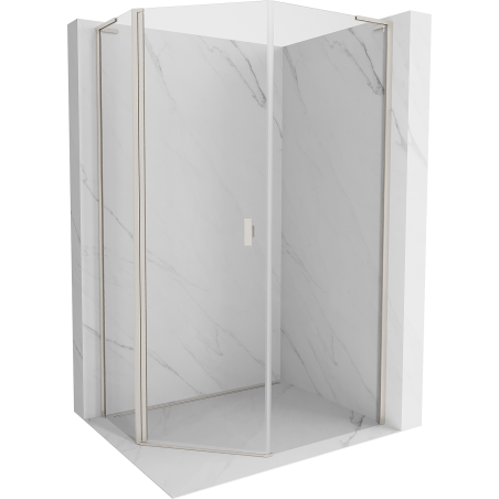 Mexen Mist L cabine de douche pentagonale asymétrique pivotante 90 x 100 cm transparent nickel brossé - 8A8L-090-100-97-00