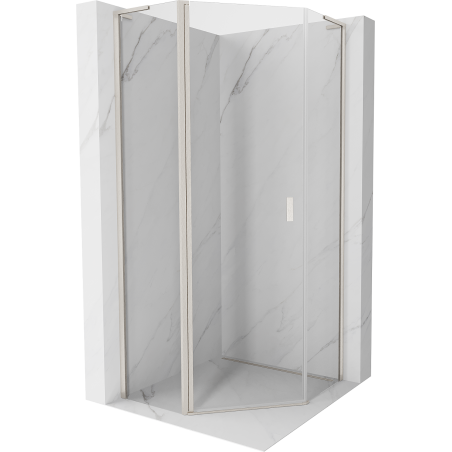 Mexen Mist L cabine de douche pentagonale pivotante 100 x 100 cm, transparent, nickel brossé - 8A8L-100-100-97-00