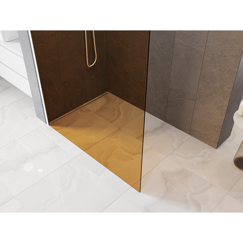 Mexen Kioto paroi de douche Walk-in 140 x 200 cm, bronze 8 mm, blanc - 800-140-101-20-32