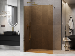 Mexen Kioto paroi de douche Walk-in 110 x 200 cm, bronze 8 mm, or - 800-110-101-50-32