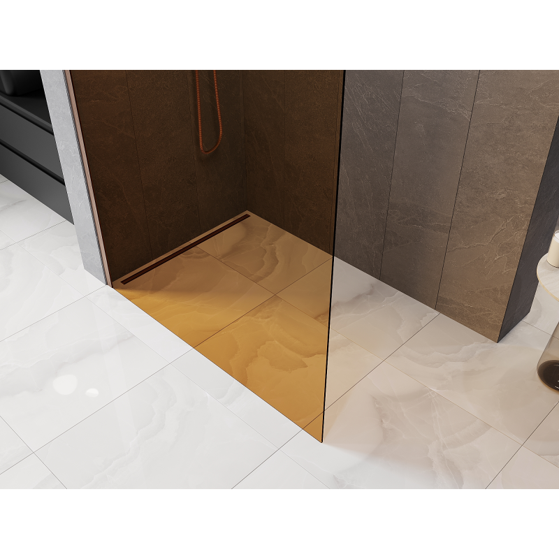 Mexen Kioto paroi de douche Walk-in 100 x 200 cm, bronze 8 mm, cuivre brossé - 800-100-101-65-32