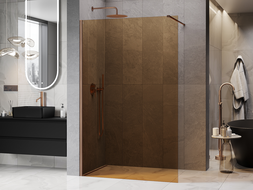 Mexen Kioto paroi de douche Walk-in 100 x 200 cm, bronze 8 mm, cuivre brossé - 800-100-101-65-32