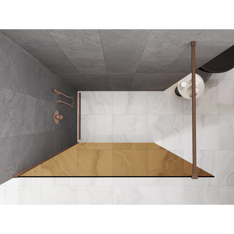 Mexen Kioto Paroi de douche Walk-in 130 x 200 cm, bronze 8 mm, cuivre brossé - 800-130-101-65-32
