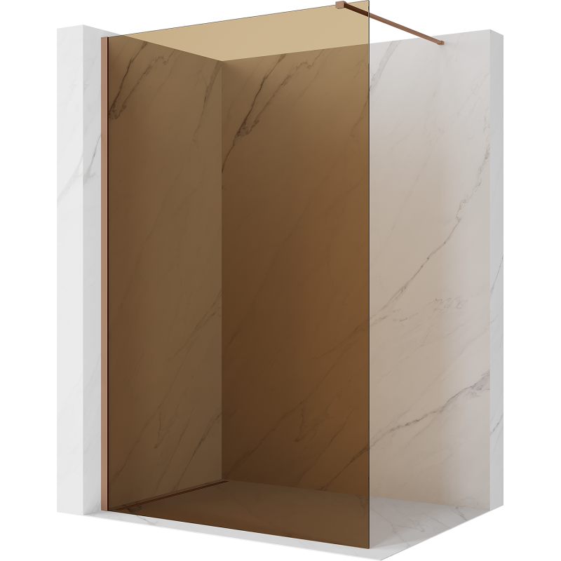 Mexen Kioto paroi de douche Walk-in 140 x 200 cm, bronze 8 mm, cuivre brossé - 800-140-101-65-32