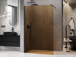 Mexen Kioto paroi de douche Walk-in 120 x 200 cm, bronze 8 mm, noir - 800-120-101-70-32