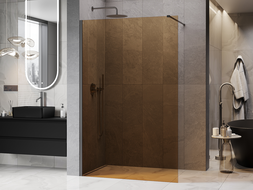 Mexen Kioto Paroi de douche Walk-in 120 x 200 cm, bronze 8 mm, métal canon - 800-120-101-95-32