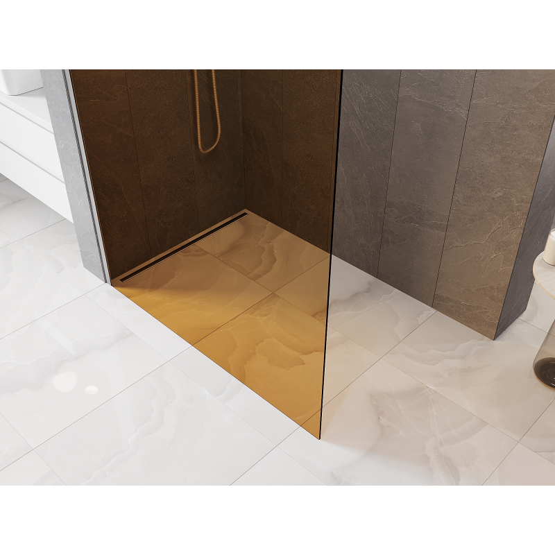 Mexen Kioto Paroi de douche Walk-in 70 x 200 cm, bronze 8 mm, nickel brossé - 800-070-101-97-32