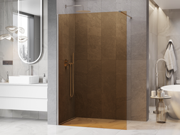 Mexen Kioto paroi de douche Walk-in 130 x 200 cm, bronze 8 mm, nickel brossé - 800-130-101-97-32