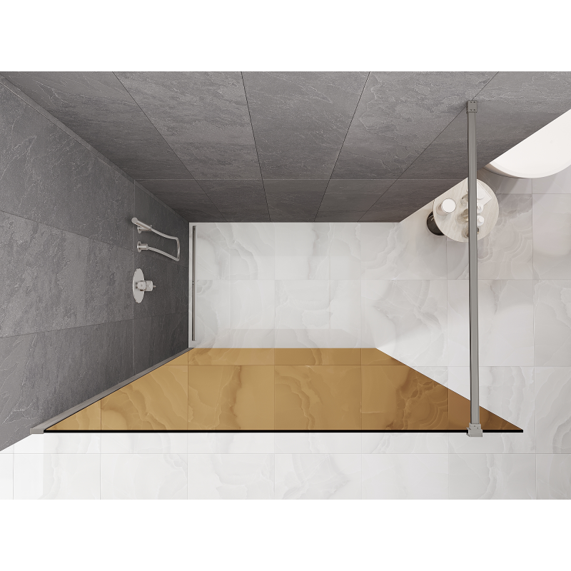 Mexen Kioto paroi de douche Walk-in 140 x 200 cm, bronze 8 mm, nickel brossé - 800-140-101-97-32