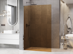 Mexen Kioto L paroi de douche Walk-in 80 x 200 cm, bronze, chrome - 800-080-103-01-32