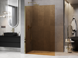Mexen Kioto L Paroi de douche Walk-in 90 x 200 cm, bronze, or - 800-090-103-50-32