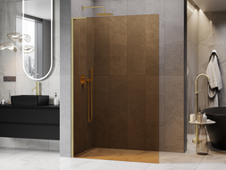Mexen Kioto L paroi de douche Walk-in 70 x 200 cm, bronze, doré brossé - 800-070-103-55-32