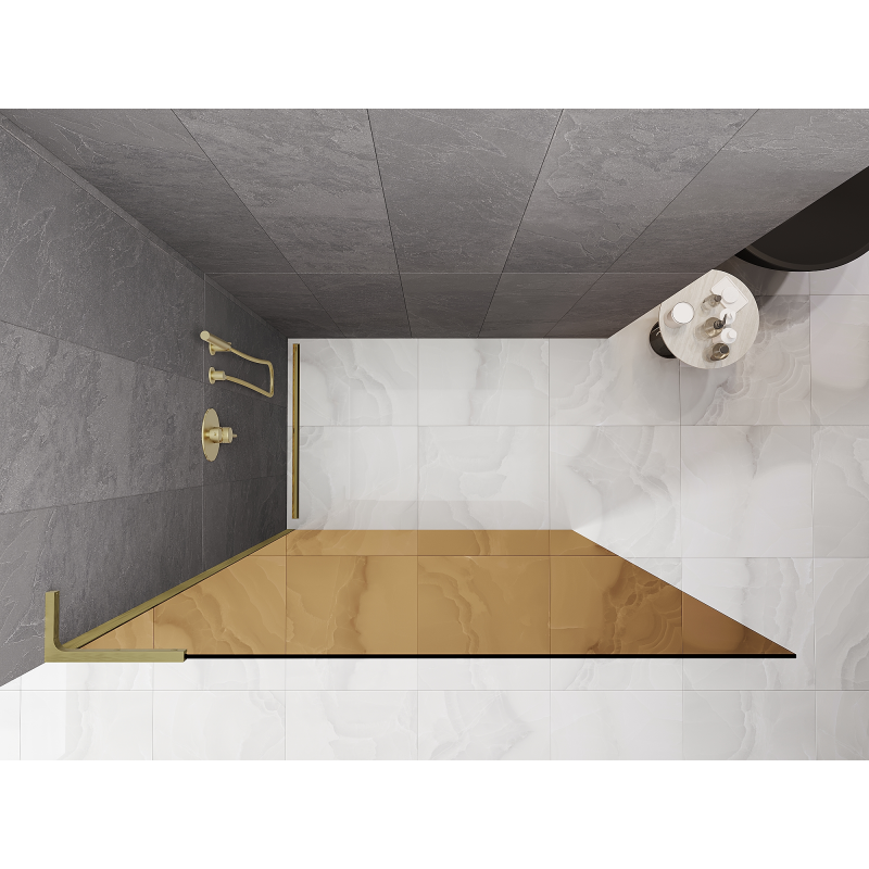 Mexen Kioto L Paroi de douche Walk-in 90 x 200 cm, bronze, doré brossé - 800-090-103-55-32