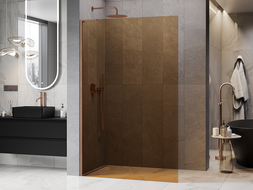 Mexen Kioto L paroi de douche Walk-in 80 x 200 cm, bronze, cuivre brossé - 800-080-103-65-32