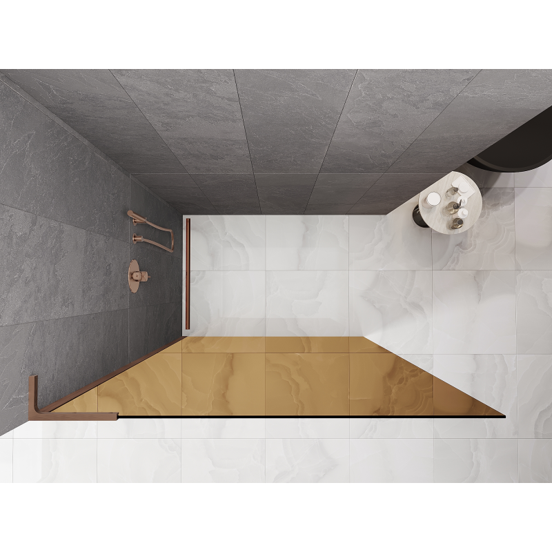 Mexen Kioto L paroi de douche Walk-in 100 x 200 cm, bronze, cuivre brossé - 800-100-103-65-32