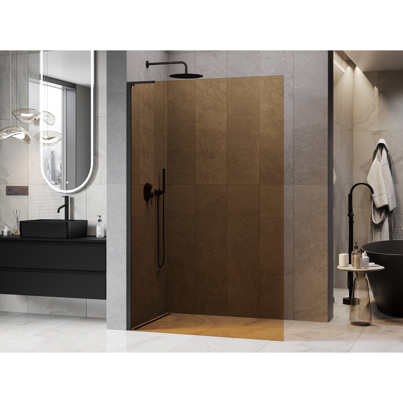 Mexen Kioto L paroi de douche Walk-in 70 x 200 cm, bronze, noire - 800-070-103-70-32