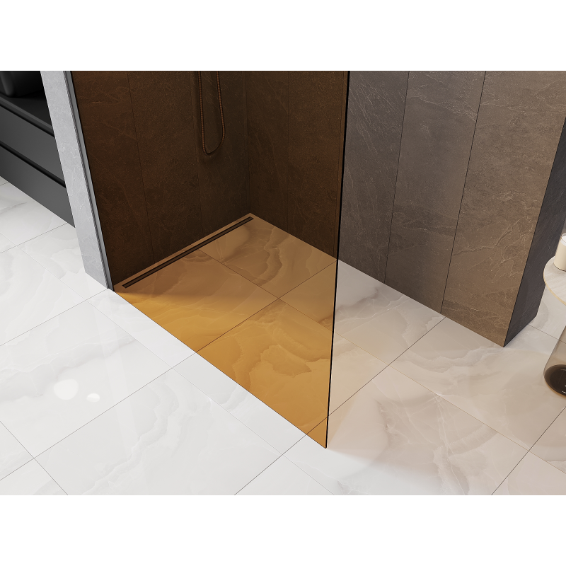 Mexen Kioto L Paroi de douche Walk-in 90 x 200 cm, bronze, métal canon - 800-090-103-95-32