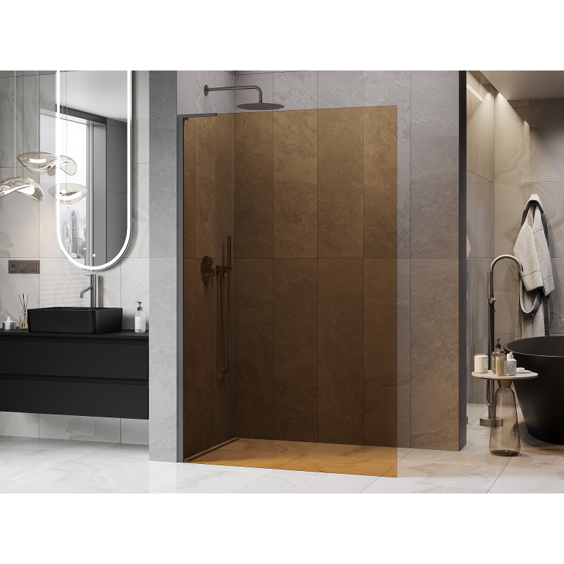 Mexen Kioto L Paroi de douche Walk-in 110 x 200 cm, bronze, métal canon - 800-110-103-95-32