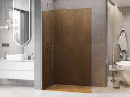 Mexen Kioto L Paroi de douche Walk-in 70 x 200 cm, bronze, nickel brossé - 800-070-103-97-32