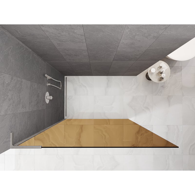 Mexen Kioto L Paroi de douche Walk-in 100 x 200 cm, bronze, nickel brossé - 800-100-103-97-32