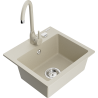 Mexen Milo évier de cuisine en granit 1-bac avec robinet de cuisine Telma, beige - 6505-69-670200-69