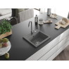 Mexen Milo évier de cuisine en granit 1 bac avec robinet Telma, gris - 6505-71-670200-71