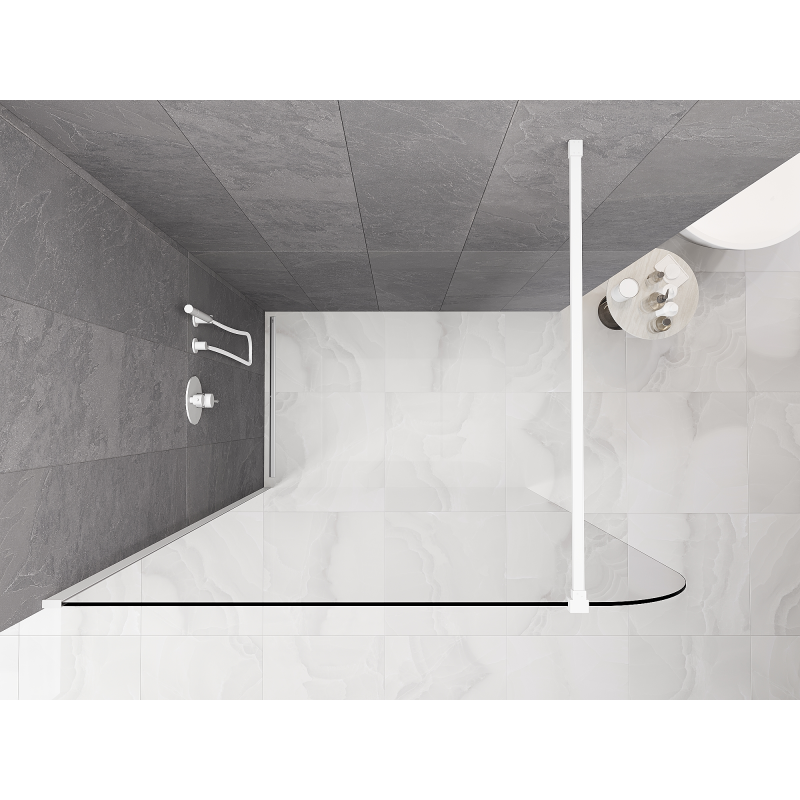 Mexen Kioto-P paroi de douche Walk-in 90 x 200 cm, transparente 8 mm, blanche - 800-090-101-20-00-P